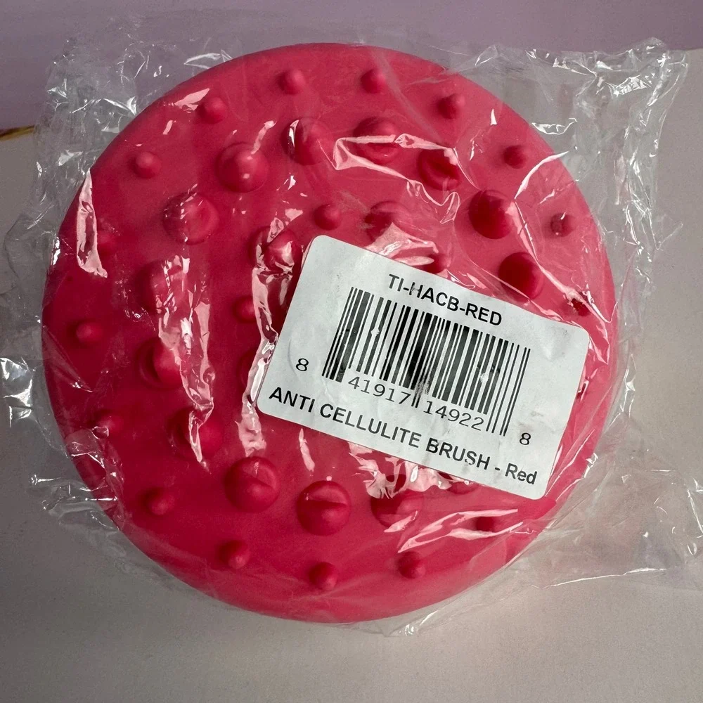 Anti Cellulite Massage‎ Brush Pink Silicone Body Scrubber Handheld NIB